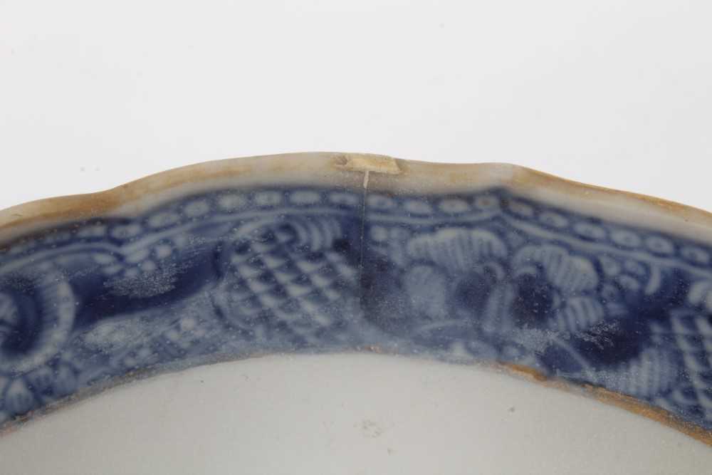 Three pieces of 18th century Chinese blue and white export porcelain, including landscape painted di - Image 19 of 19