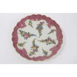 Worcester pink scale bordered saucer dish, the porcelain circa 1770