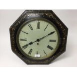 19 th century Scottish fusee wall dial with mop inlaid papier mache case