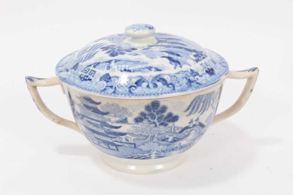 A Miles Mason blue printed teapot stand, impressed mark, and other blue printed items - Image 10 of 28