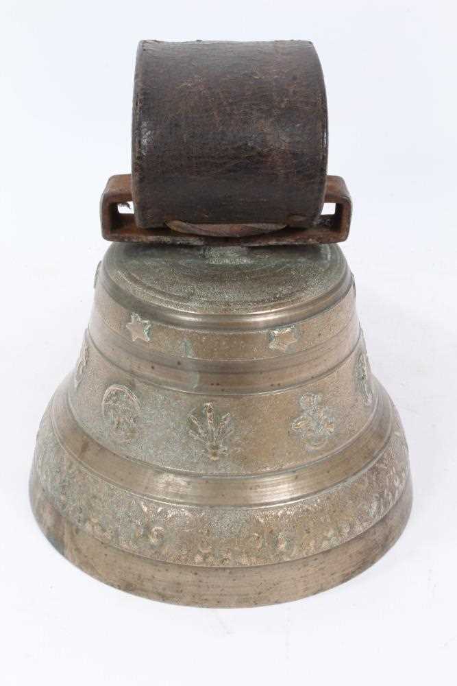 Very large Swiss cow bell by A. Brelaz with leather mount - Image 3 of 7