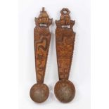 Pair of African carved wooden ladles