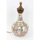 19th century Chinese canton porcelain vase, converted to a lamp