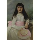 Anglo-Colonial school, 19th century, oil in canvas, portrait of a young girl