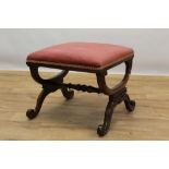 William IV rosewood X-frame stool