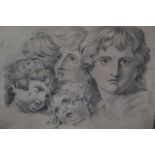 Eliza Asplin, early 19th century, pair of pencil drawings on paper - Head Studies, one signed and da