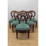Set of six Victorian mahogany balloon back dining chairs