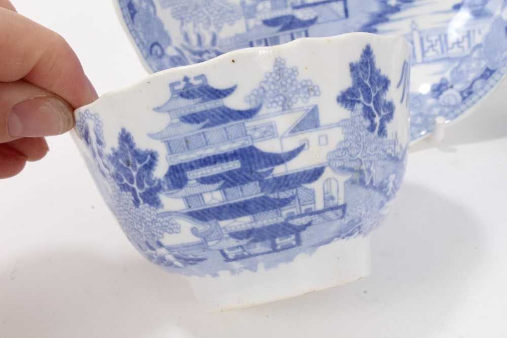 A Miles Mason blue printed teapot stand, impressed mark, and other blue printed items - Image 3 of 28
