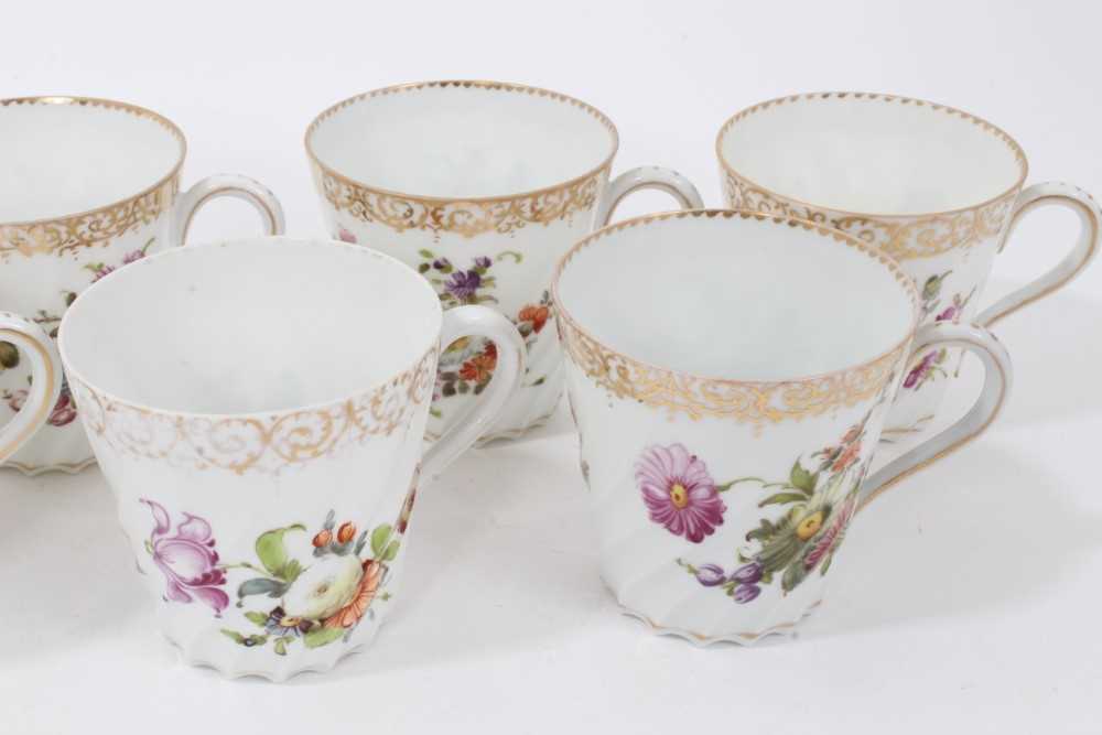 Dresden china tea service, c.1920, of fluted form, painted with floral sprays, including ten coffee - Image 31 of 33