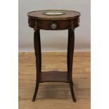 19th century French walnut and Sevres style plaque mounted side table
