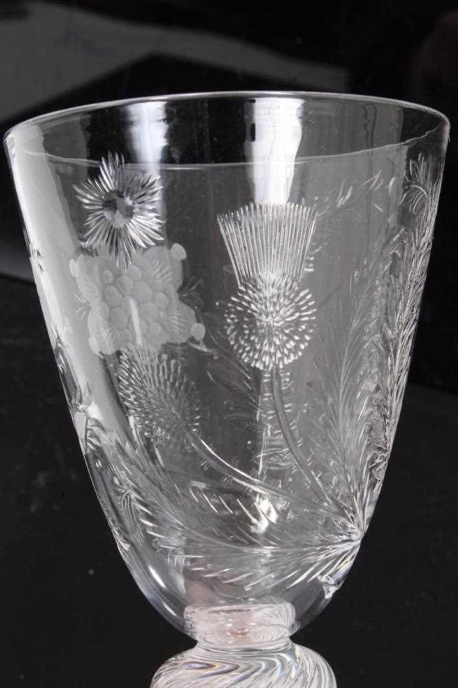 Jacobite style wine glass, 20th century, engraved with a bust portrait of Bonnie Prince Charlie, wit - Image 5 of 10