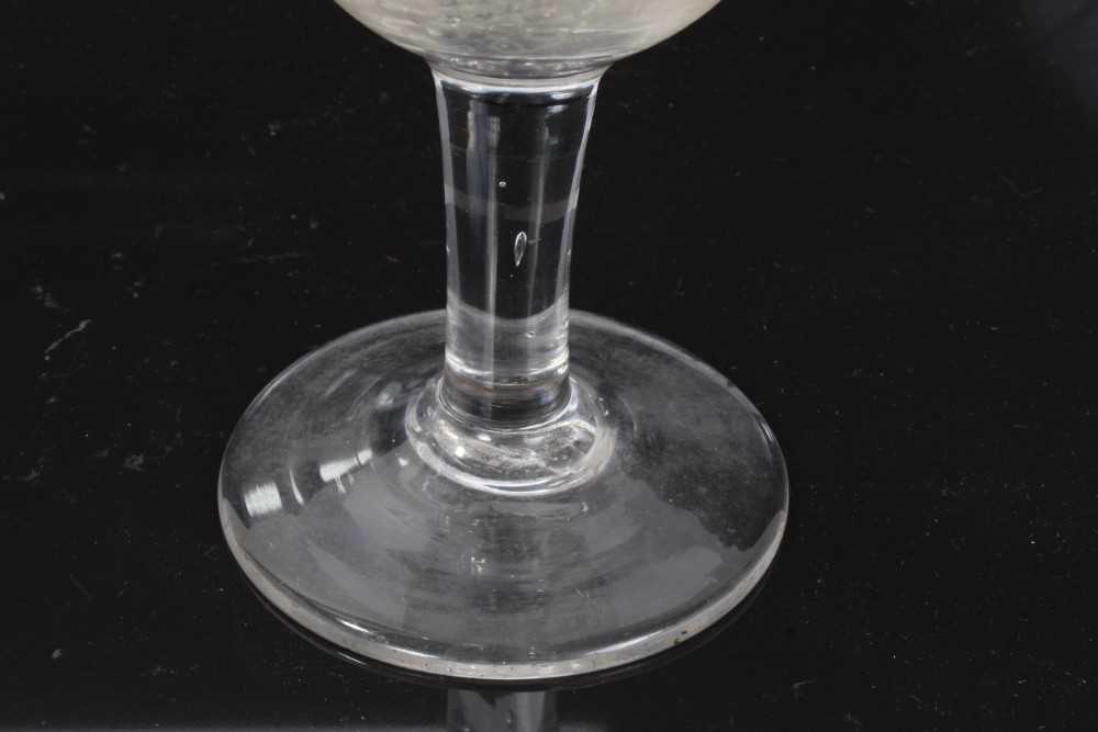 Unusual antique Georgian glass goblet, engraved 'WILLIAM STRANGE OFFICER', with etched and cut grape - Image 9 of 9