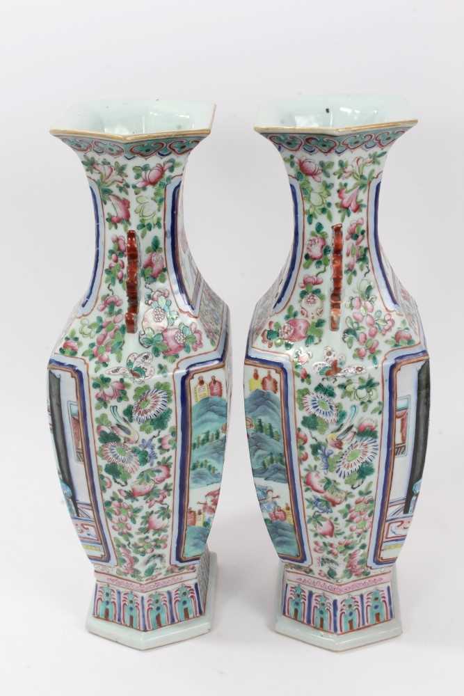 Good pair of 19th century Chinese famille rose porcelain vases - Image 4 of 16