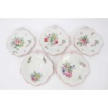 Five Luneville flower painted leaf shaped dishes
