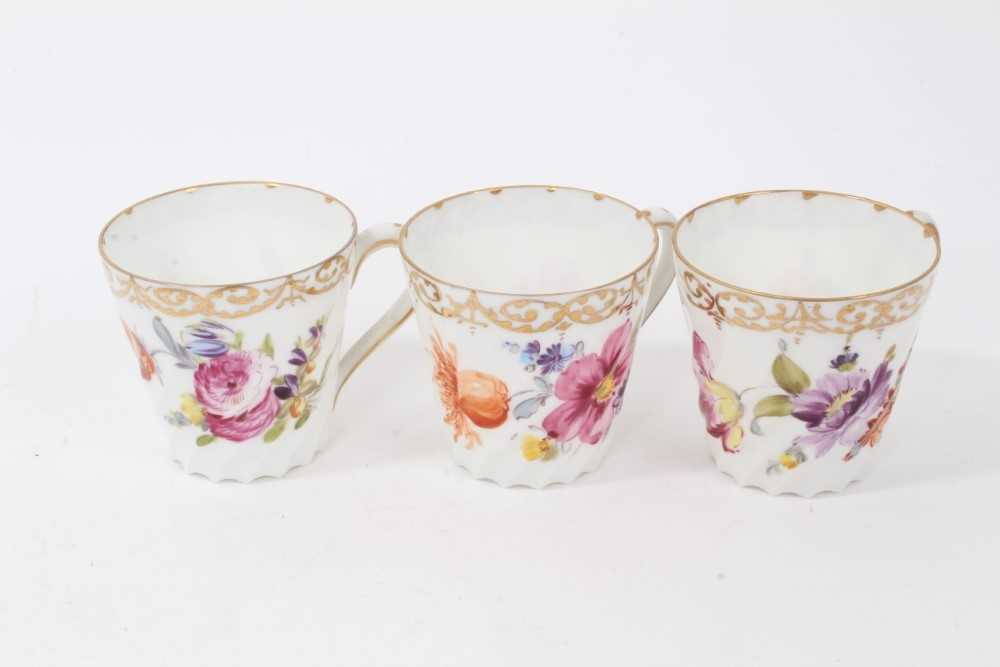 Dresden china tea service, c.1920, of fluted form, painted with floral sprays, including ten coffee - Image 23 of 33