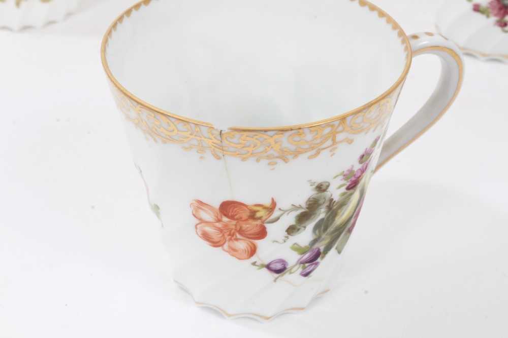 Dresden china tea service, c.1920, of fluted form, painted with floral sprays, including ten coffee - Image 28 of 33