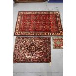 Iranian Persian design flower head border, 226 x 152, two further rugs