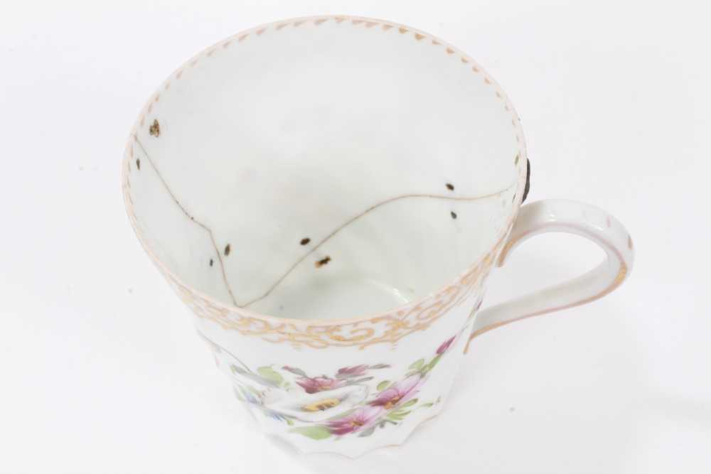 Dresden china tea service, c.1920, of fluted form, painted with floral sprays, including ten coffee - Image 26 of 33