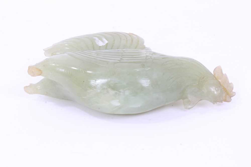 Carved soapstone sculpture of a quail and carved jade rooster a/f - Bild 10 aus 14