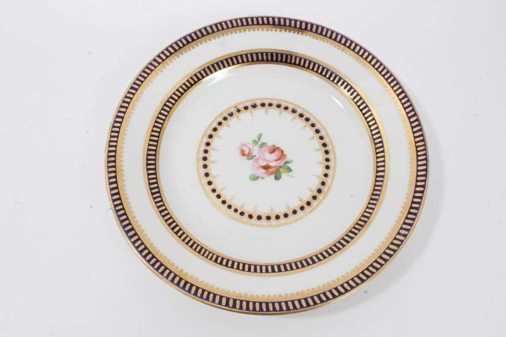 Derby blue and gilt bordered plate, circa 1820