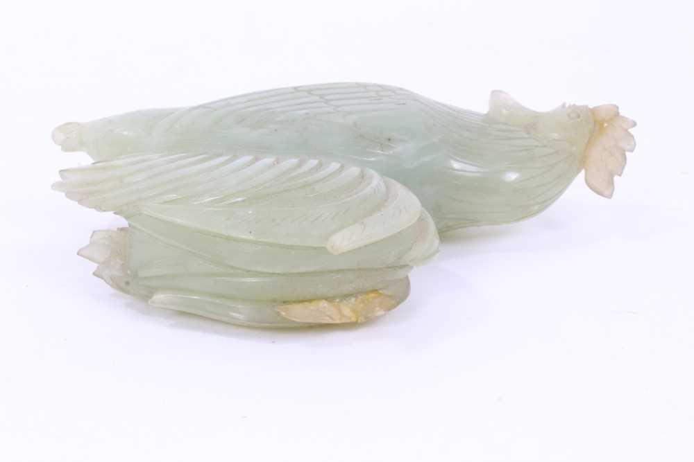 Carved soapstone sculpture of a quail and carved jade rooster a/f - Bild 8 aus 14