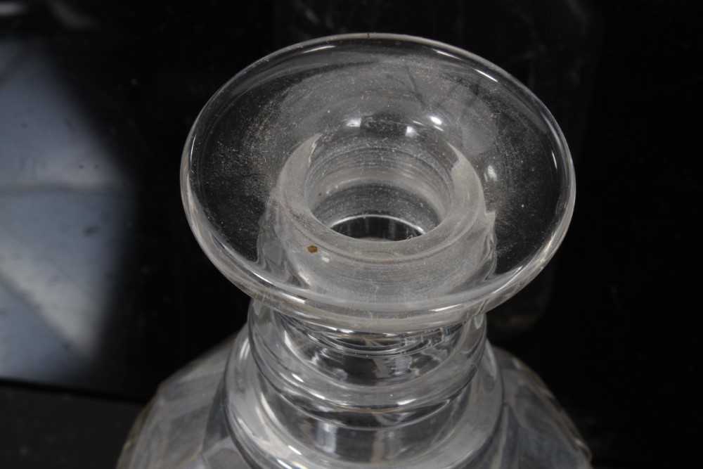 Group of early 19th century cut glass, including a three-ring decanter with mushroom stopper, a squa - Image 10 of 13