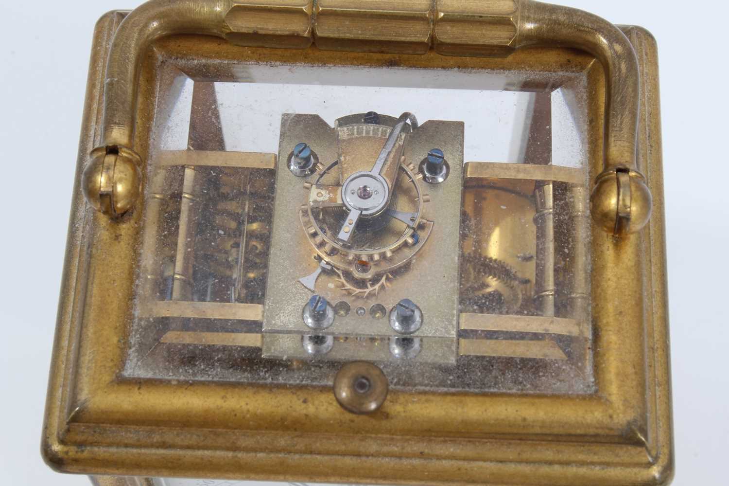 Late Victorian repeating carriage clock retailed by Dent, 35 Cockspur Street, London, striking on go - Image 8 of 12