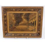 Rare 19th century Tunbridge ware framed picture of the pantiles