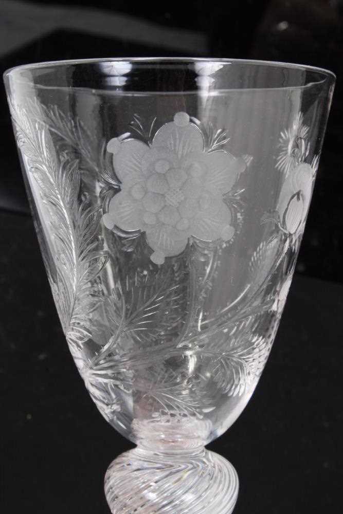 Jacobite style wine glass, 20th century, engraved with a bust portrait of Bonnie Prince Charlie, wit - Image 3 of 10