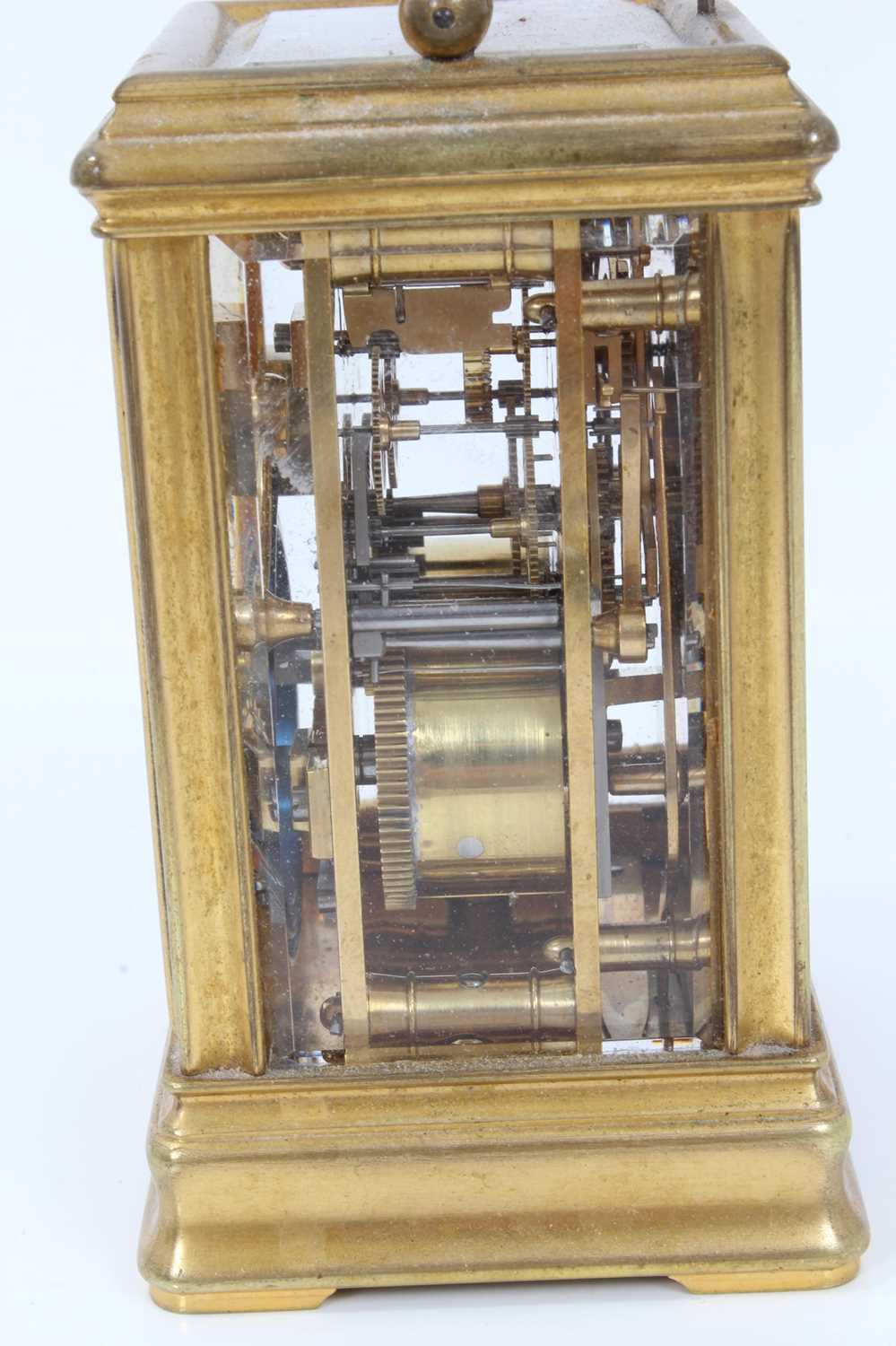 Late Victorian repeating carriage clock retailed by Dent, 35 Cockspur Street, London, striking on go - Image 7 of 12