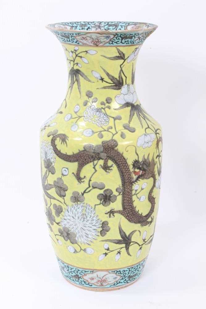 Pair 19th century Chinese Dayazhai-style porcelain baluster vases, decorated with dragons amongst fl - Image 6 of 27