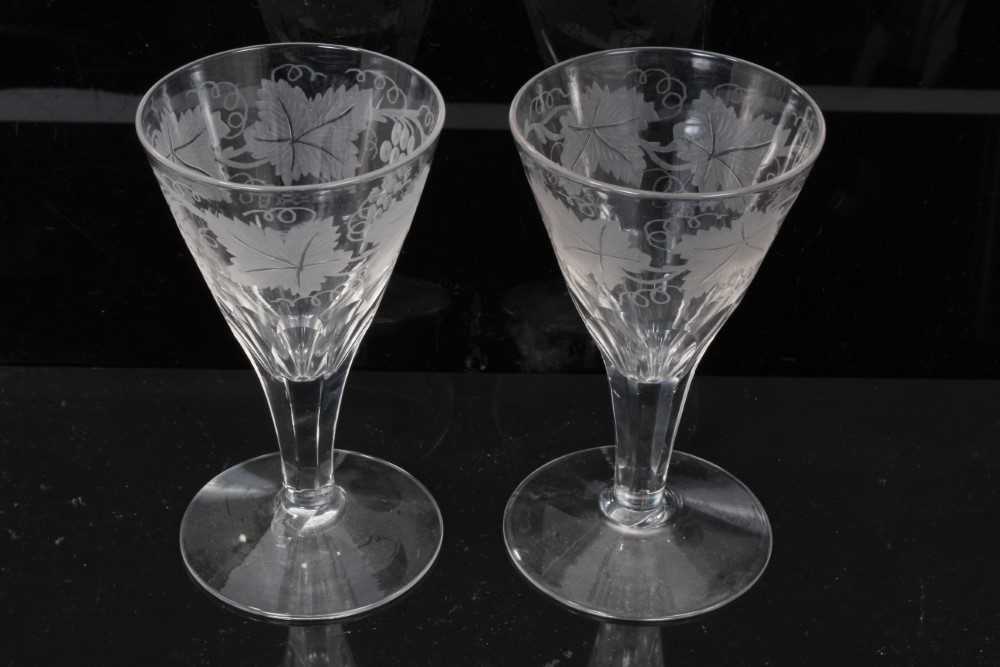 Group of 18th and 19th century English glassware, including a cut glass goblet, two goblets with lem - Image 7 of 9