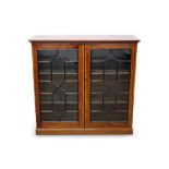 Pair of good quality inlaid mahogany display cabinets with astragal glazed doors enclosing adjustabl