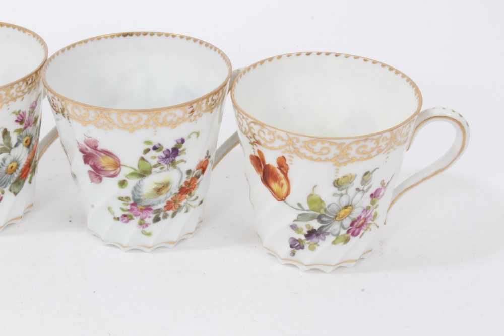 Dresden china tea service, c.1920, of fluted form, painted with floral sprays, including ten coffee - Image 33 of 33