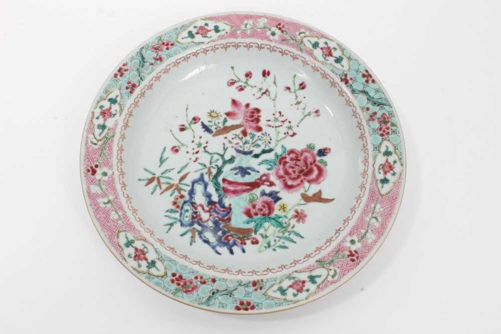 Set of four 18th century Chinese famille rose export porcelain dishes, Yongzheng/Qianlong period, ea - Image 18 of 20