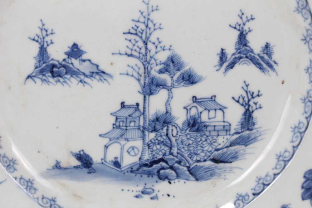 Three pieces of 18th century Chinese blue and white export porcelain, including landscape painted di - Image 3 of 19