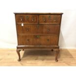 Early 18th century walnut chest on later stand