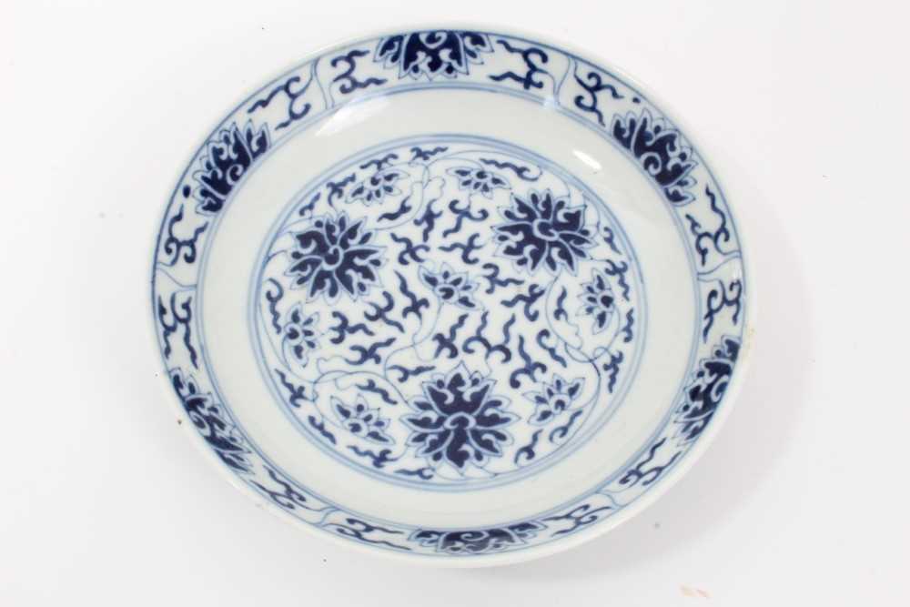 Pair of Chinese Guangxu blue and white saucer dishes - Image 6 of 27