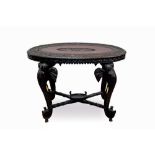 Late 19th / early 20th century Indian elephant head oval table