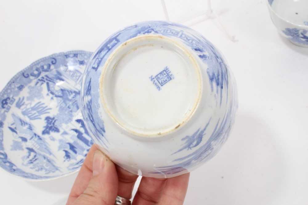 A Miles Mason blue printed teapot stand, impressed mark, and other blue printed items - Image 6 of 28