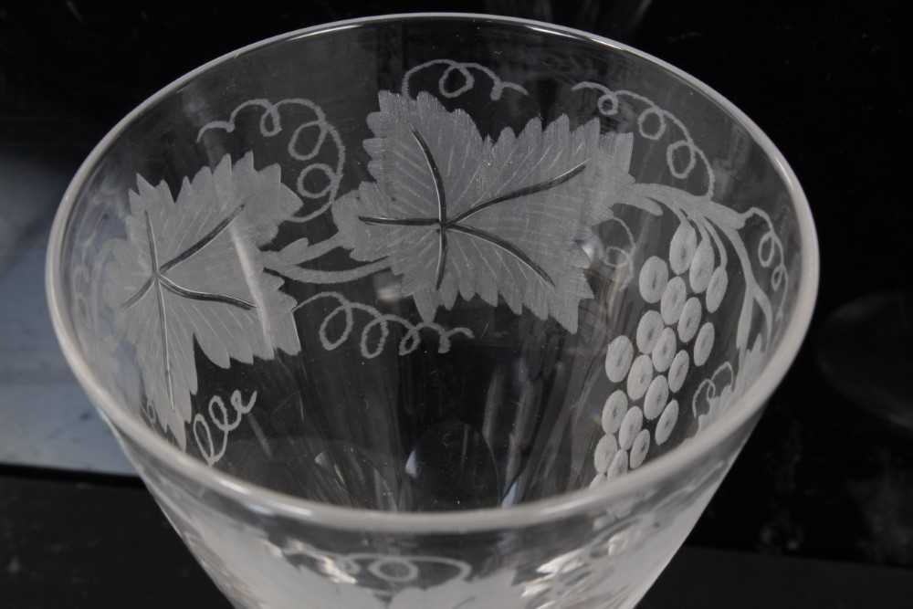 Group of 18th and 19th century English glassware, including a cut glass goblet, two goblets with lem - Image 8 of 9