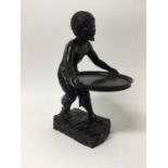 Unusual 19th century carved wooden blackamore figure card tray