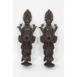 Pair late 19th century French Egyptian revival figural bronze candlesticks