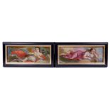 Pair of 18th century reverse paintings on glass of Classical goddesses