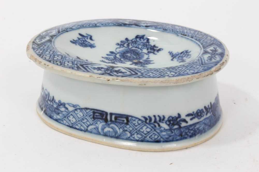 Three pieces of 18th century Chinese blue and white export porcelain, including landscape painted di - Image 8 of 19