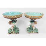 Good pair of Wedgwood majolica comports