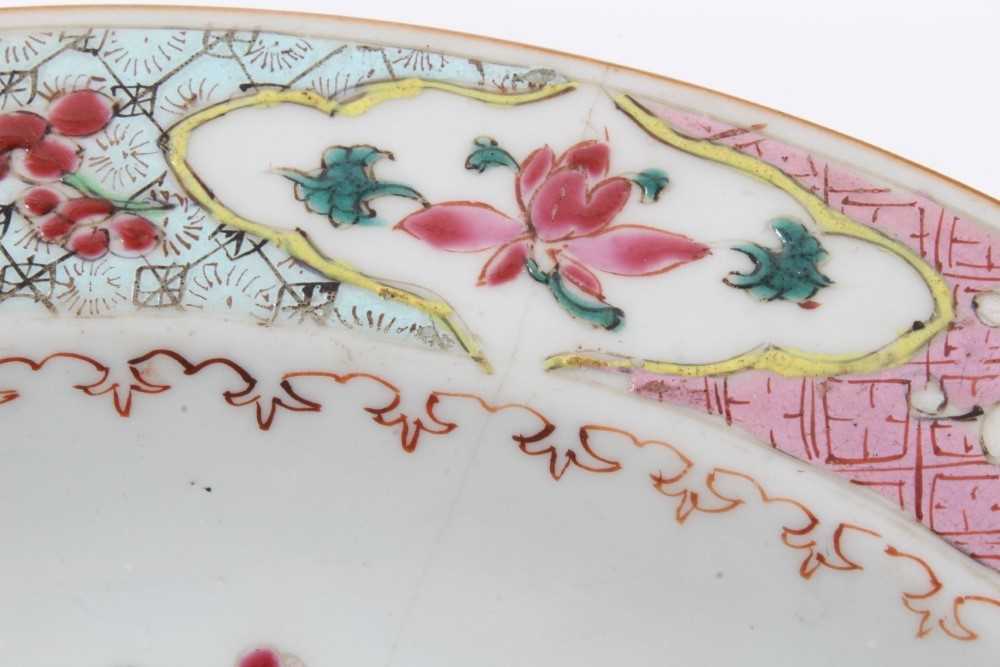 Set of four 18th century Chinese famille rose export porcelain dishes, Yongzheng/Qianlong period, ea - Image 9 of 20