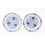 Pair of Chinese Guangxu blue and white saucer dishes