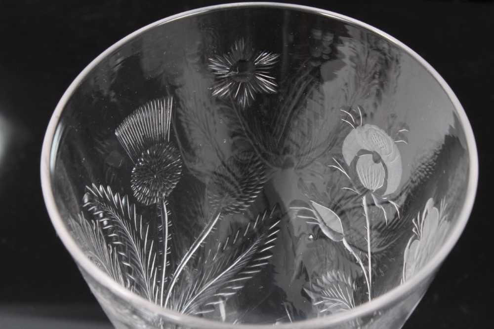 Jacobite style wine glass, 20th century, engraved with a bust portrait of Bonnie Prince Charlie, wit - Image 7 of 10