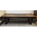 Large 17th century style oak refectory table with early elements